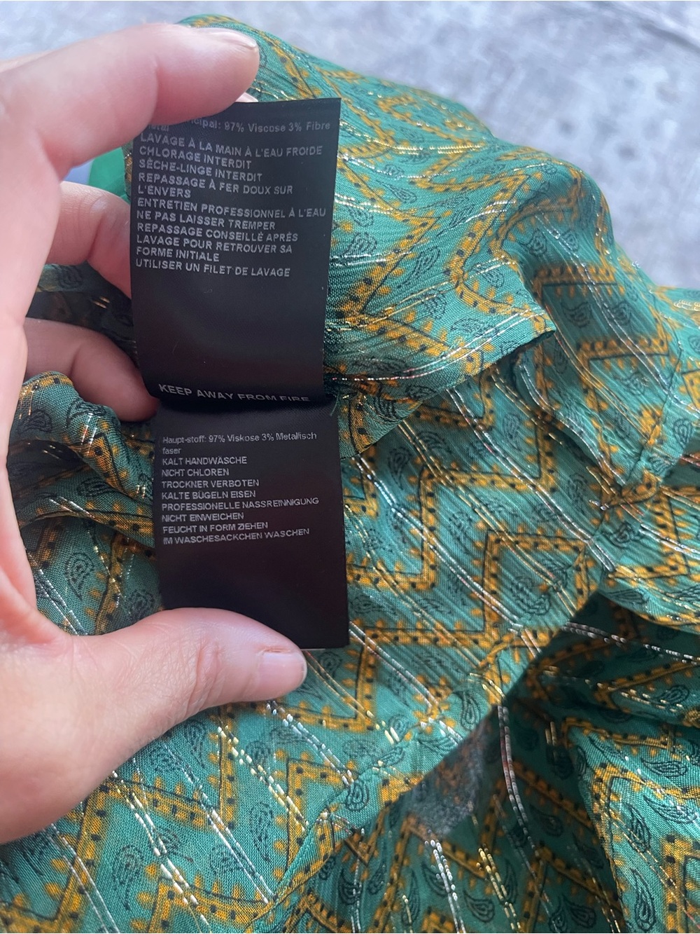 ba&sh Green Chevron Wize Ruffle-Neck Blouse - Picture 7 of 10